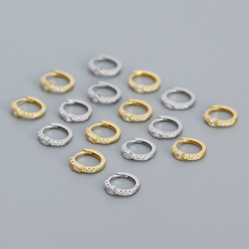 925 Sterling Silver Instagram-style High-end Diamond-studded Hoop Earrings