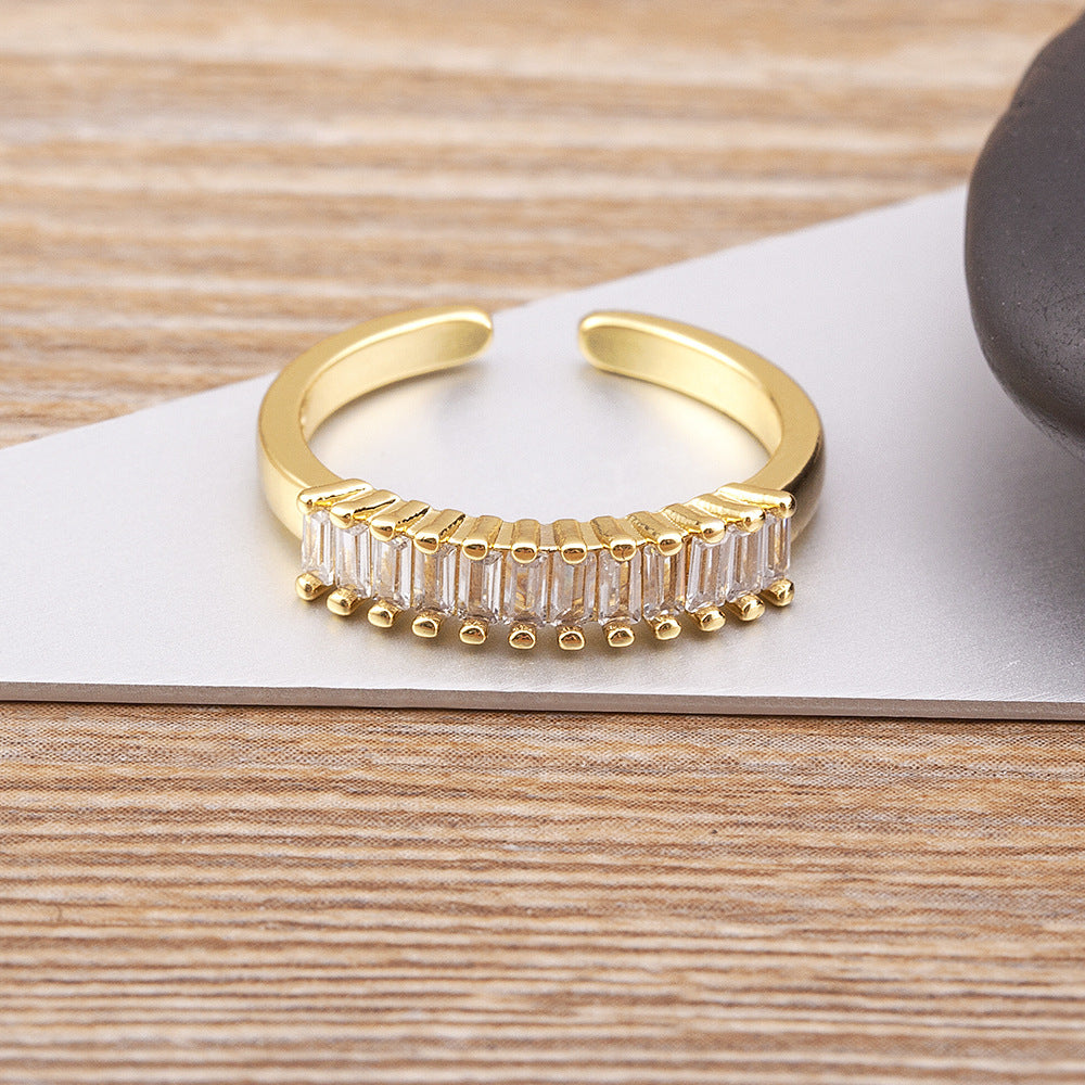 Zircon Geometric Open Ring For Women