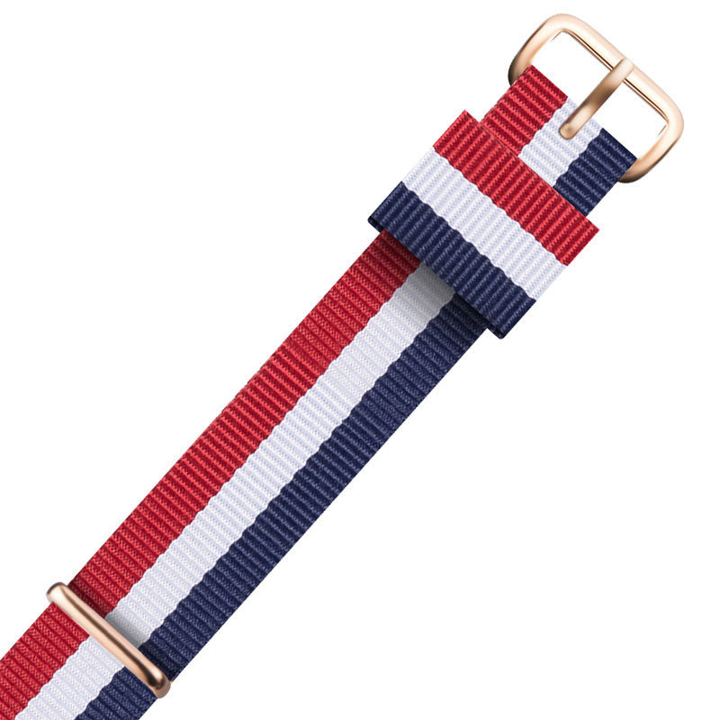 Nylon DW Watch Strap One Piece With Woven Loop And Striped Canvas Watch Band