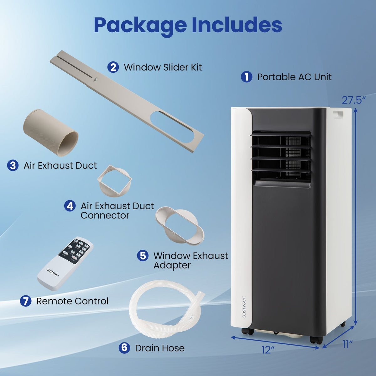 10000 BTU 3 in 1 Portable Air Conditioner with Fan and Dehumidifier Model