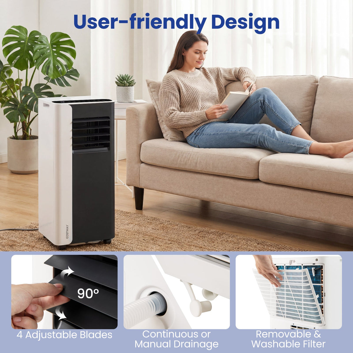 10000 BTU 3 in 1 Portable Air Conditioner with Fan and Dehumidifier Model