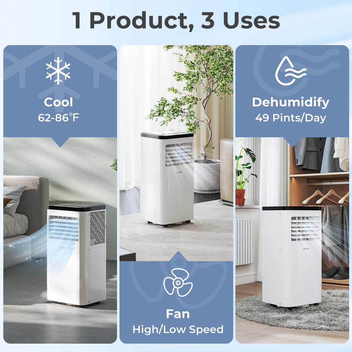 10000 BTU Portable Air Conditioner with Remote Control