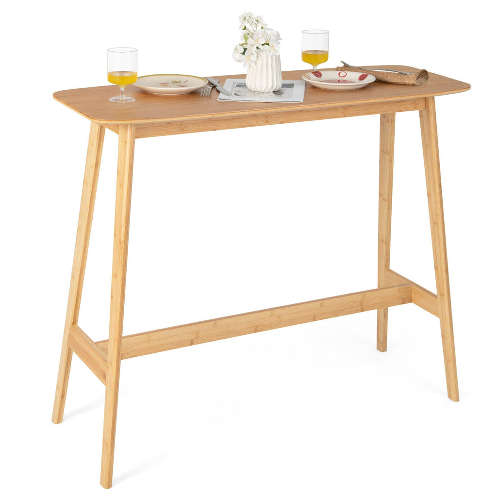 48 Inch Bamboo Bar Table High Top Console Dining Pub Table-Natural