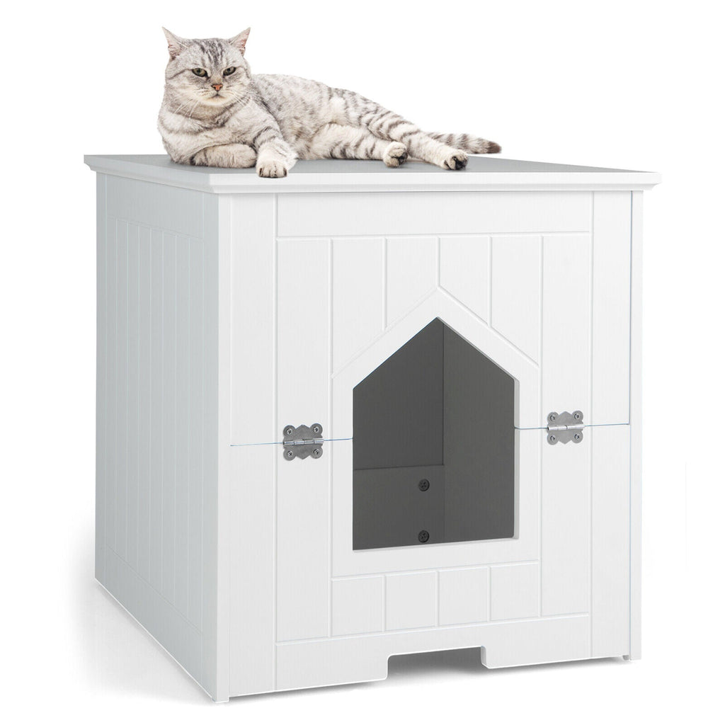 Cat Litter Box Enclosure with Flip Magnetic Half Door