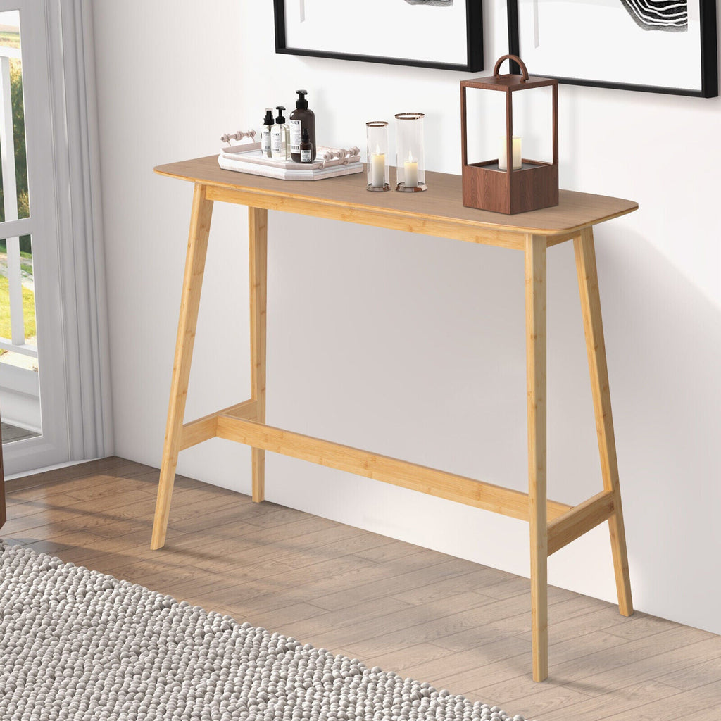 48 Inch Bamboo Bar Table High Top Console Dining Pub Table-Natural