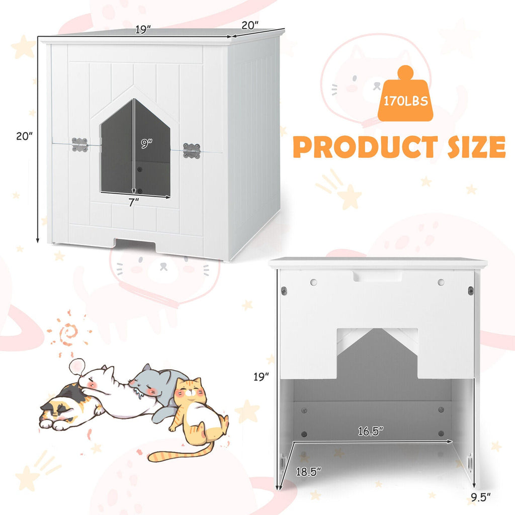 Cat Litter Box Enclosure with Flip Magnetic Half Door