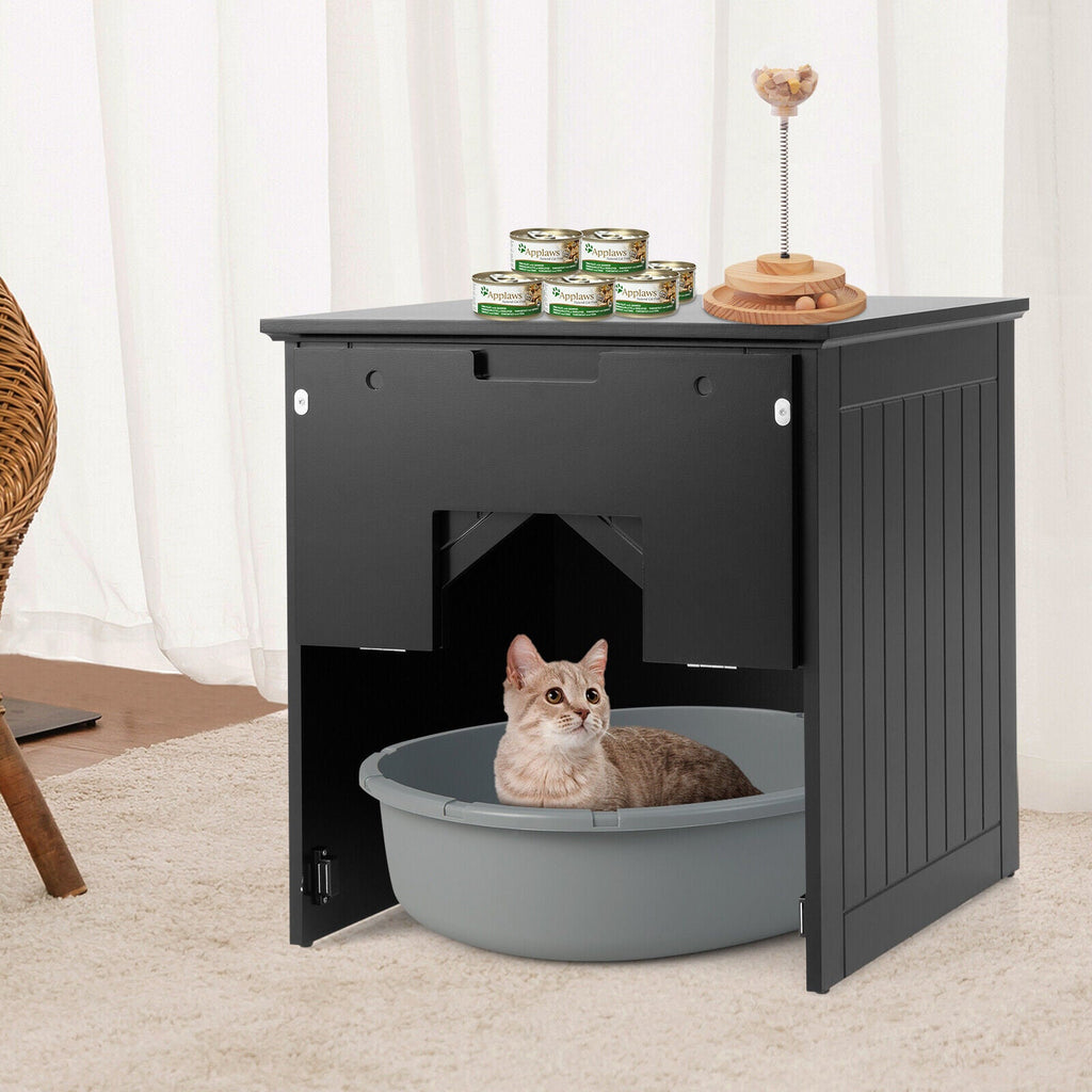 Cat Litter Box Enclosure with Flip Magnetic Half Door