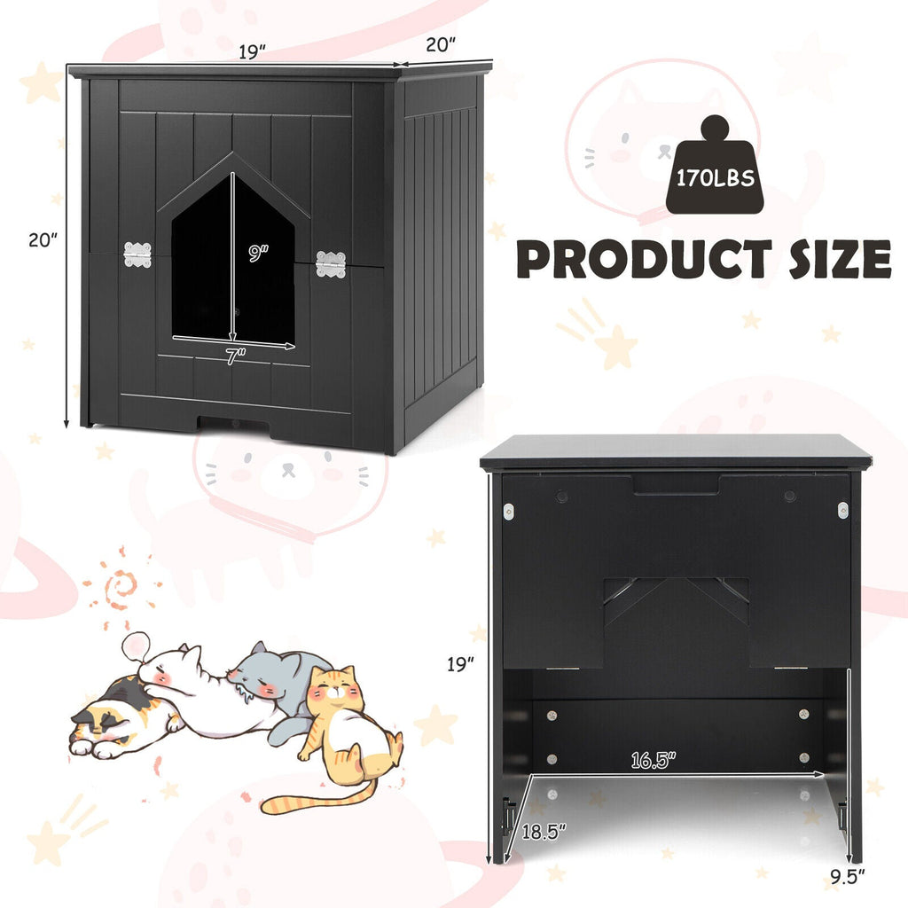 Cat Litter Box Enclosure with Flip Magnetic Half Door
