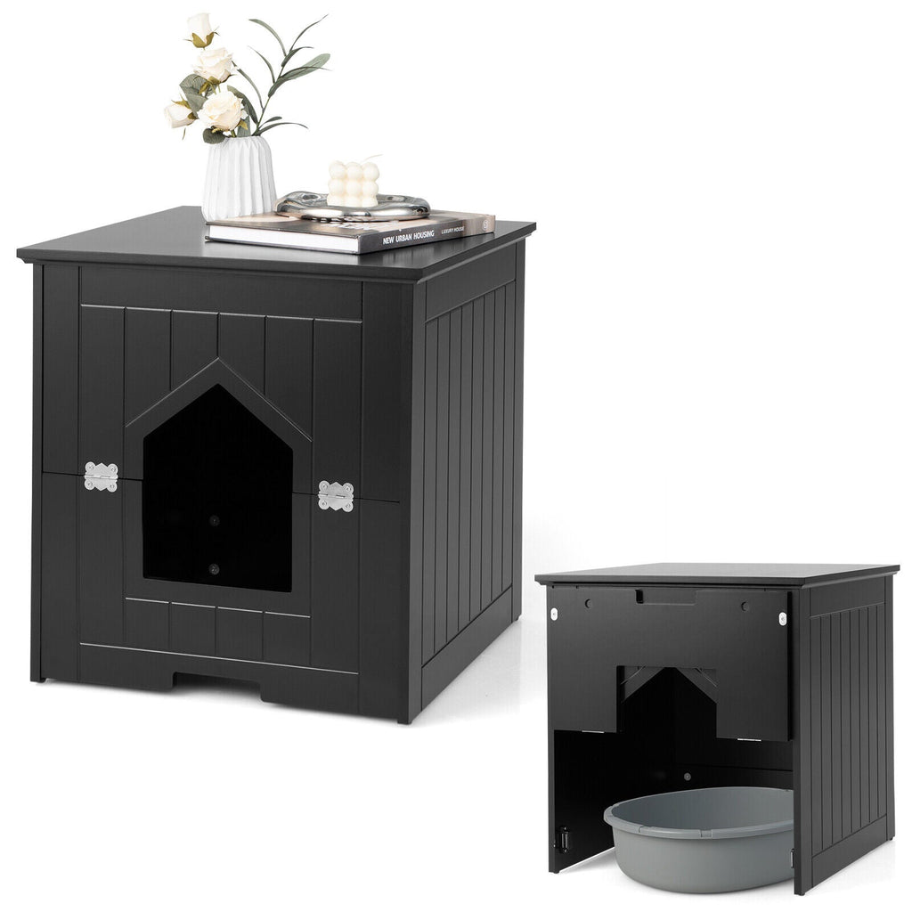 Cat Litter Box Enclosure with Flip Magnetic Half Door