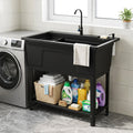 100L Utility Sink with Rotating Faucet and Storage Shelf