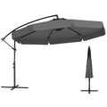 10 Feet Patio Cantilever Umbrella with Cover Tilt Adjustment and Ruffled Edge