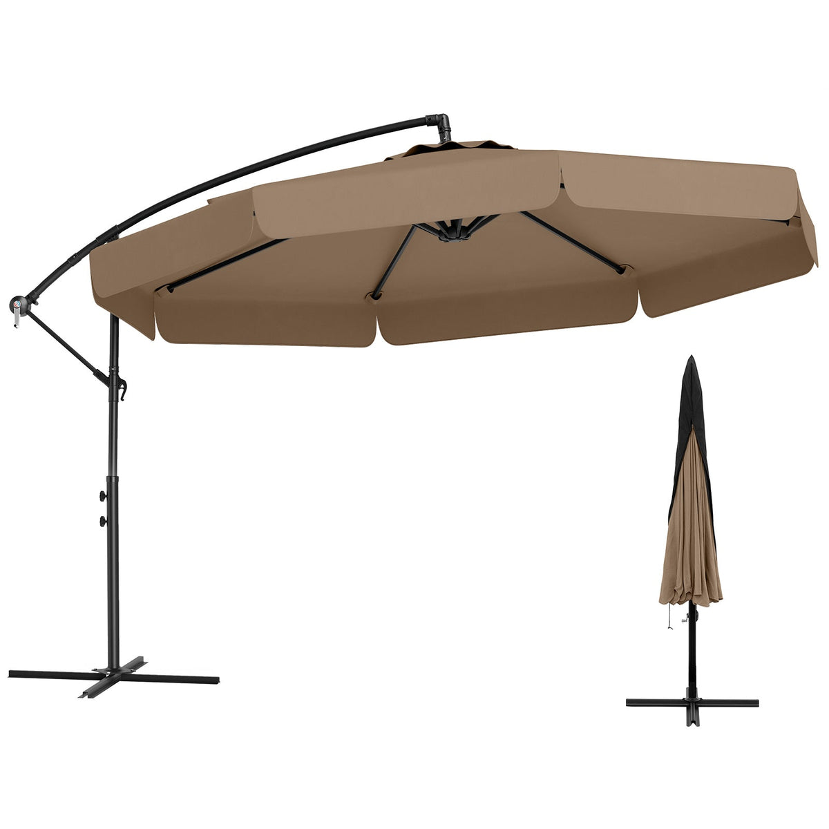 10 Feet Patio Cantilever Umbrella with Cover Tilt Adjustment and Ruffled Edge