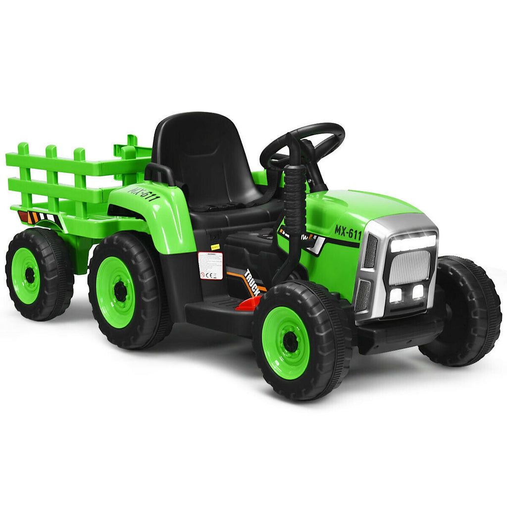 12V Ride on Tractor with 3-Gear-Shift Ground Loader for Kids 3+ Years Old