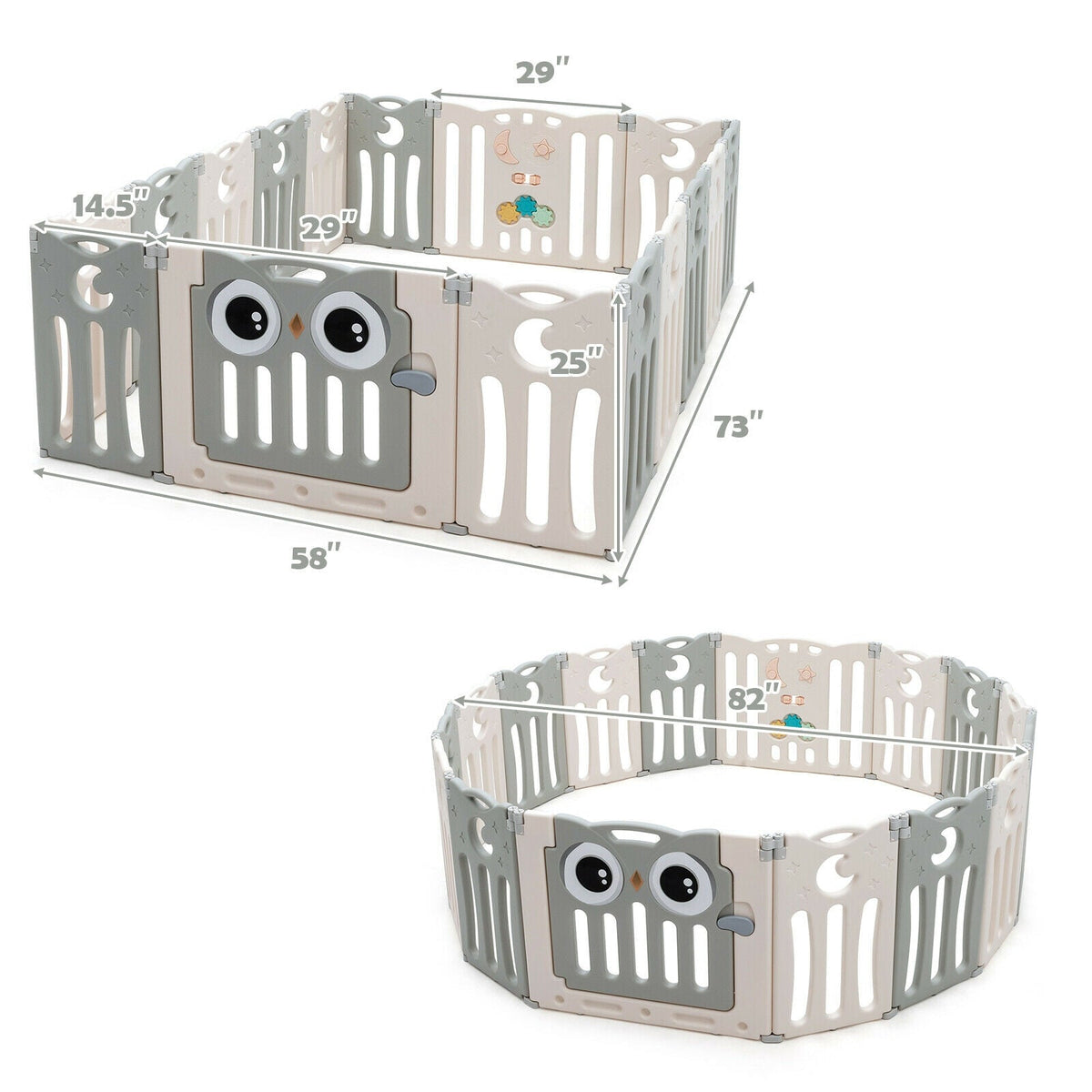 16-Panel Baby Activity Center Play Yard with Lock Door -Beige