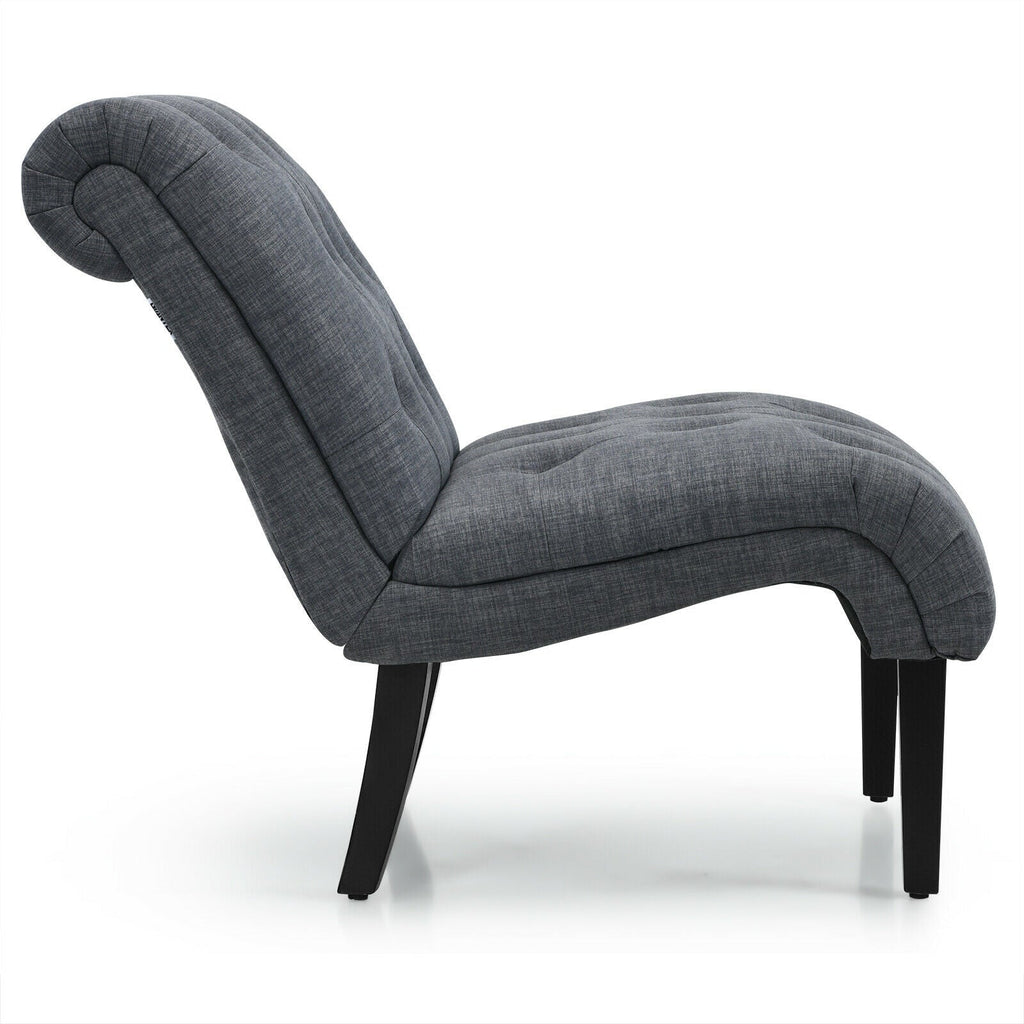 Cotton Linen Fabric Armless Accent Chair with Adjustable Foot Pads