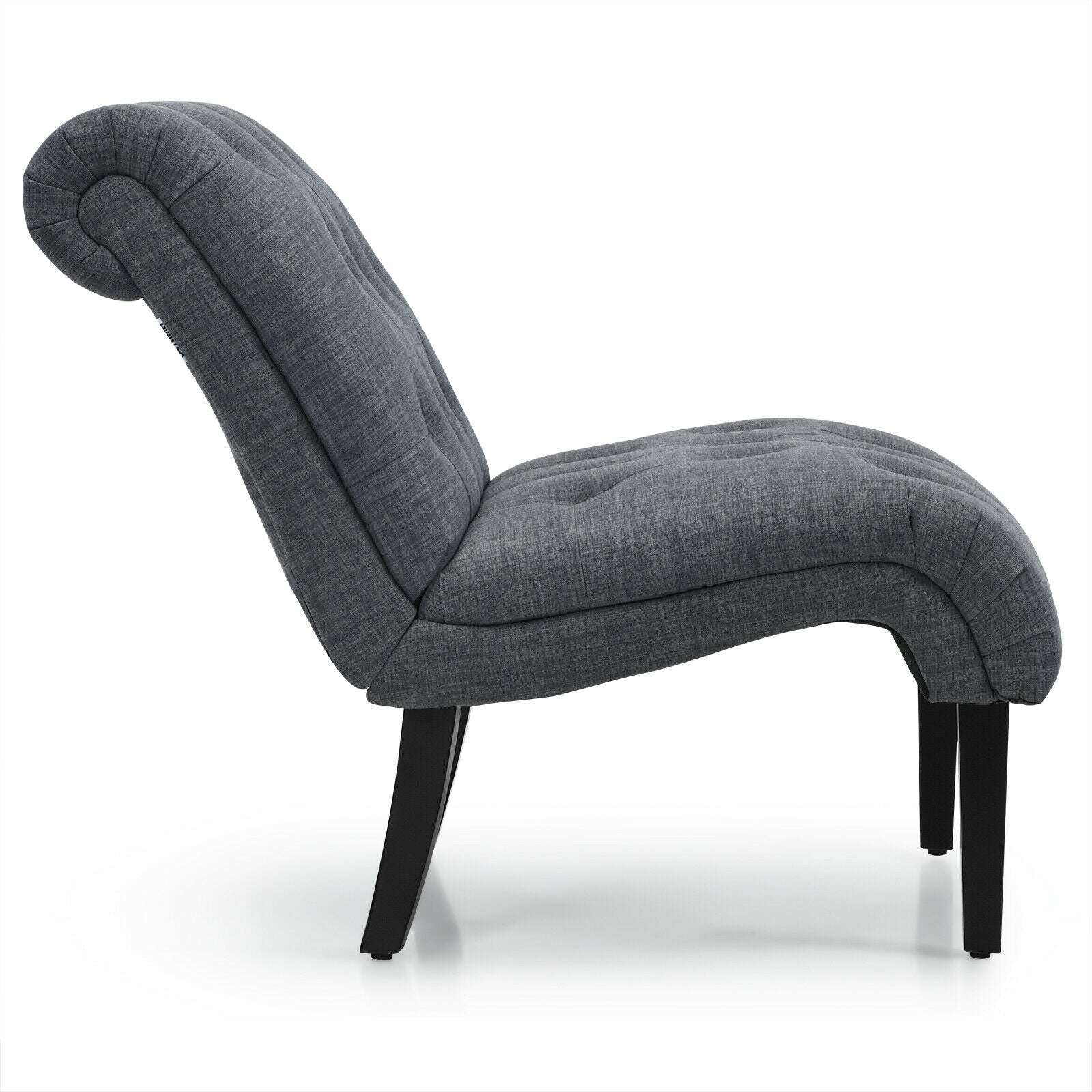 Cotton Linen Fabric Armless Accent Chair with Adjustable Foot Pads