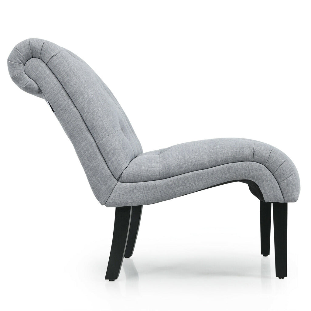 Cotton Linen Fabric Armless Accent Chair with Adjustable Foot Pads