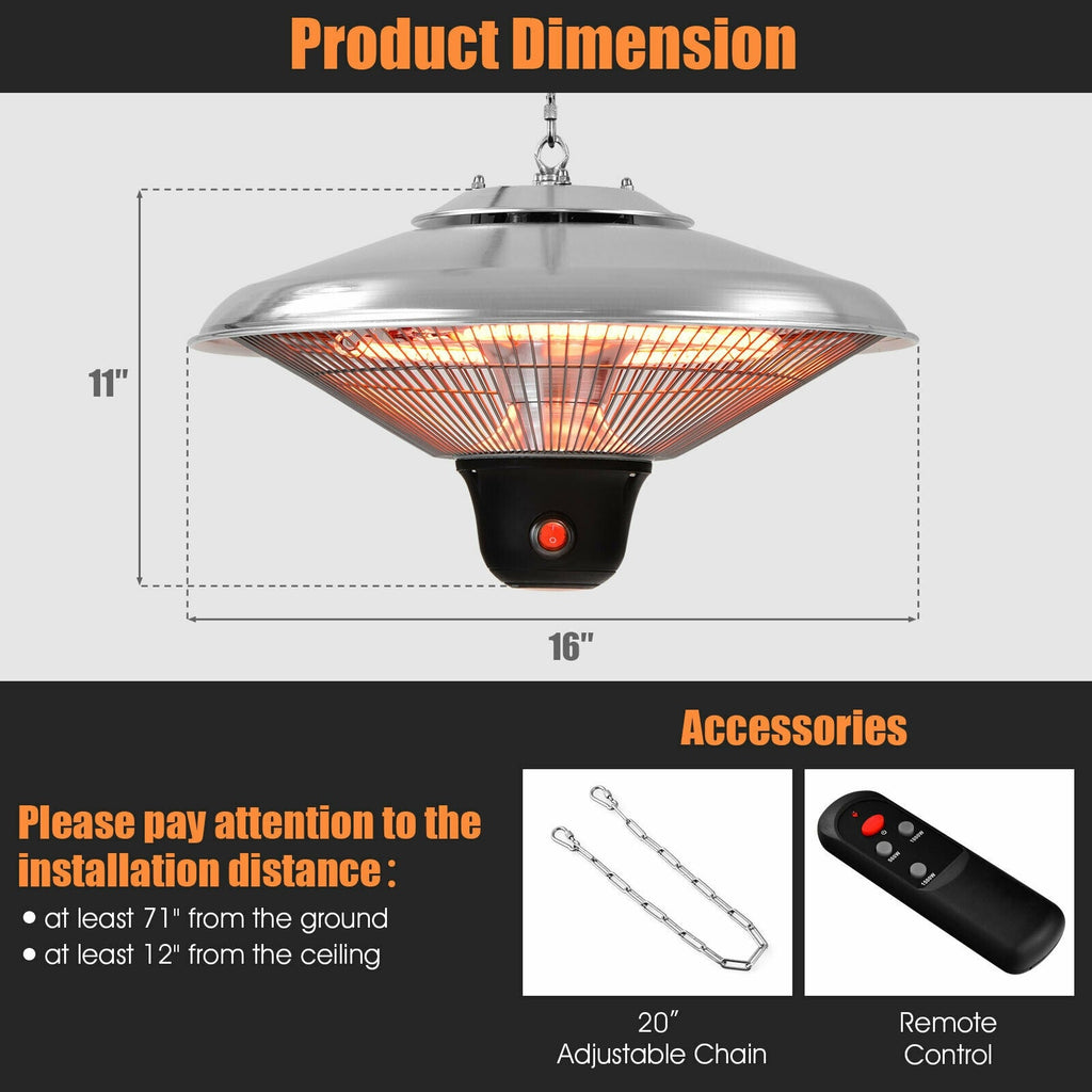 1500W Electric Hanging Ceiling Mounted Infrared Heater with Remote Control