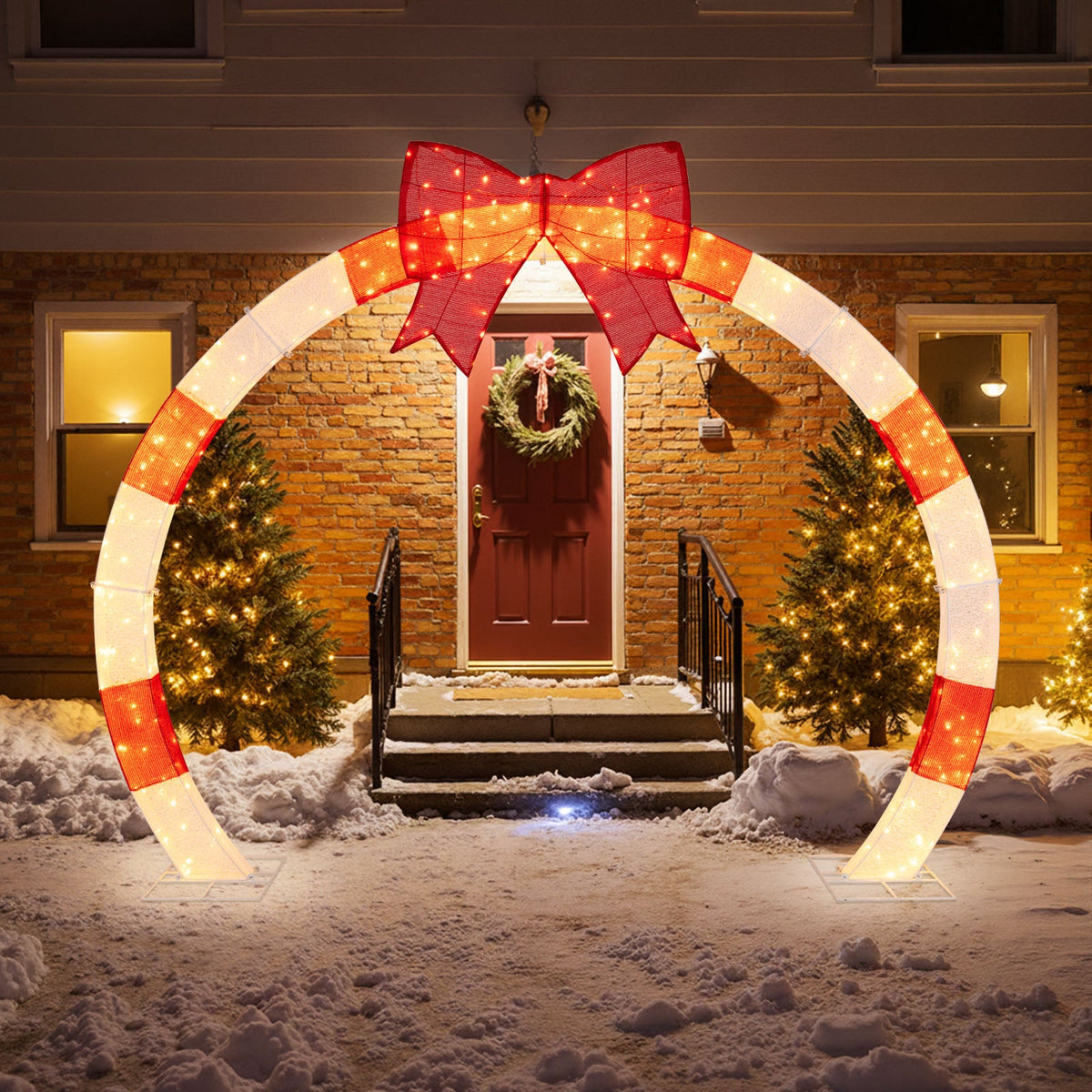 10.4 Feet Christmas Archway with Large Bow and LED Lights