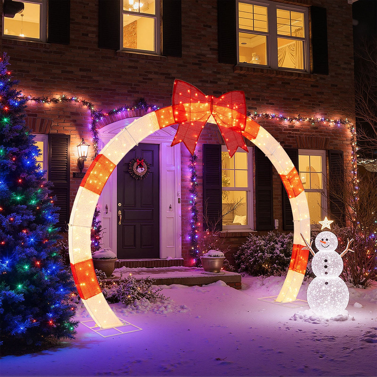 10.4 Feet Christmas Archway with Large Bow and LED Lights