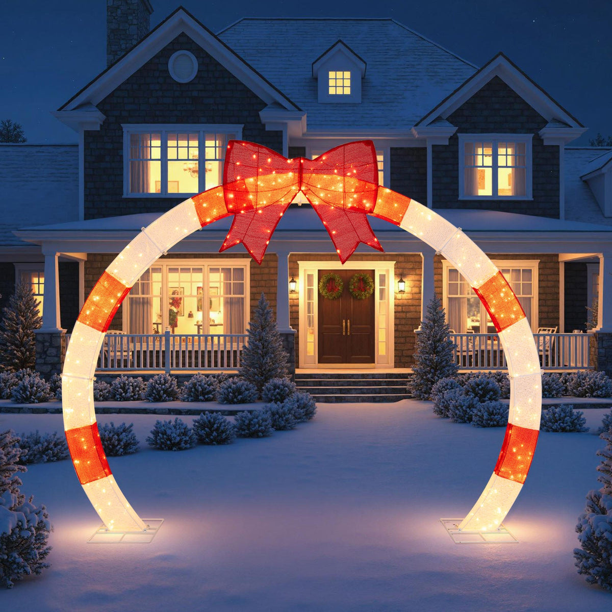 10.4 Feet Christmas Archway with Large Bow and LED Lights