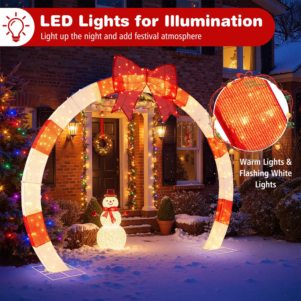 10.4 Feet Christmas Archway with Large Bow and LED Lights