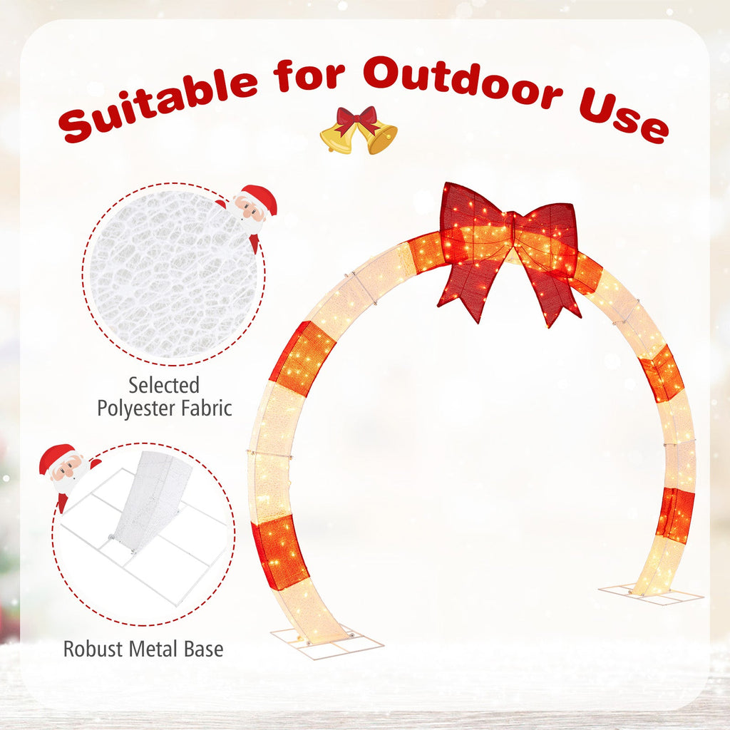 10.4 Feet Christmas Archway with Large Bow and LED Lights