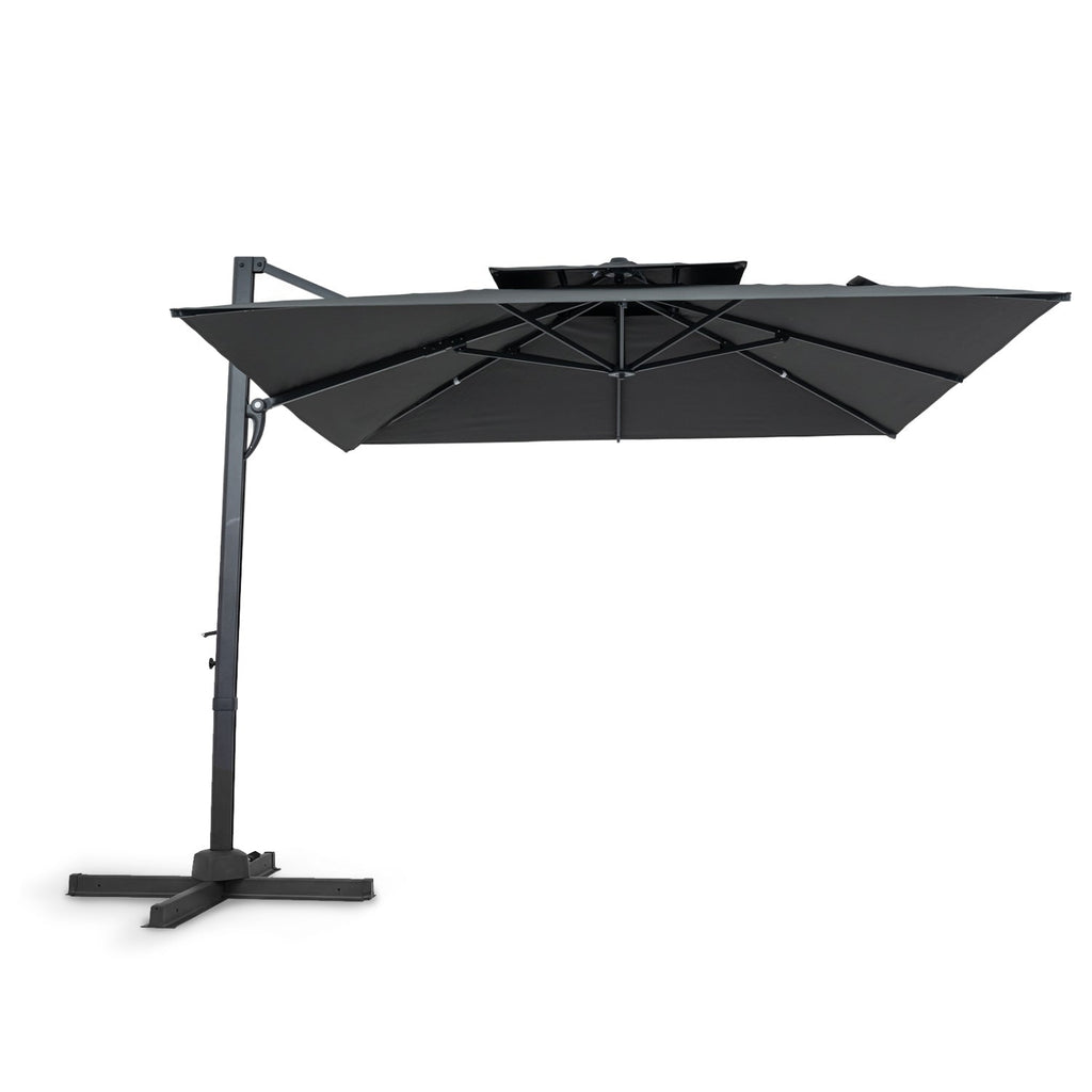 10 FT Patio Cantilever Umbrella with 360° Rotation and 8 Sturdy Ribs for Backyard