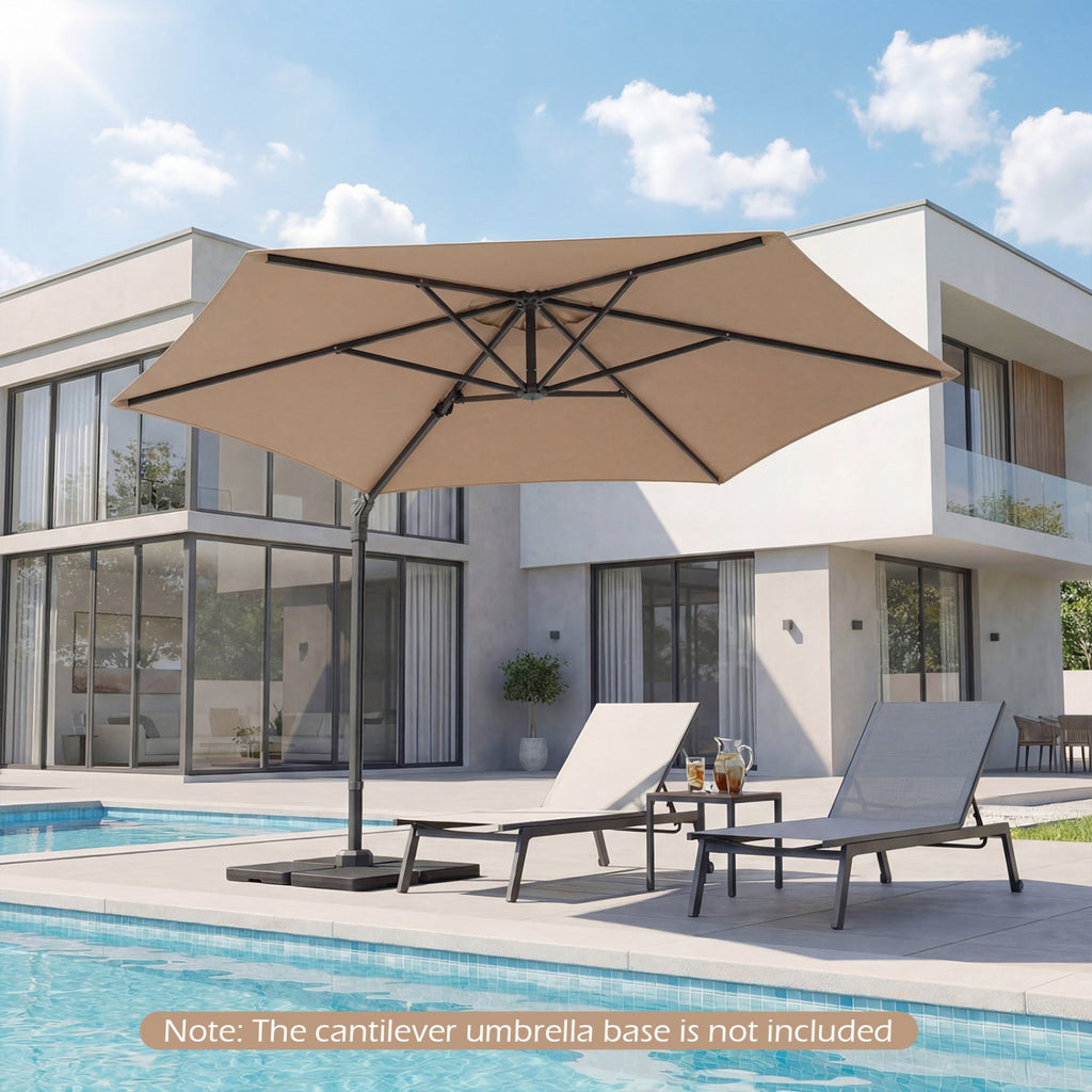 10 FT Patio Cantilever Umbrella with 360° Rotation and Air Vent for Backyard and Poolside