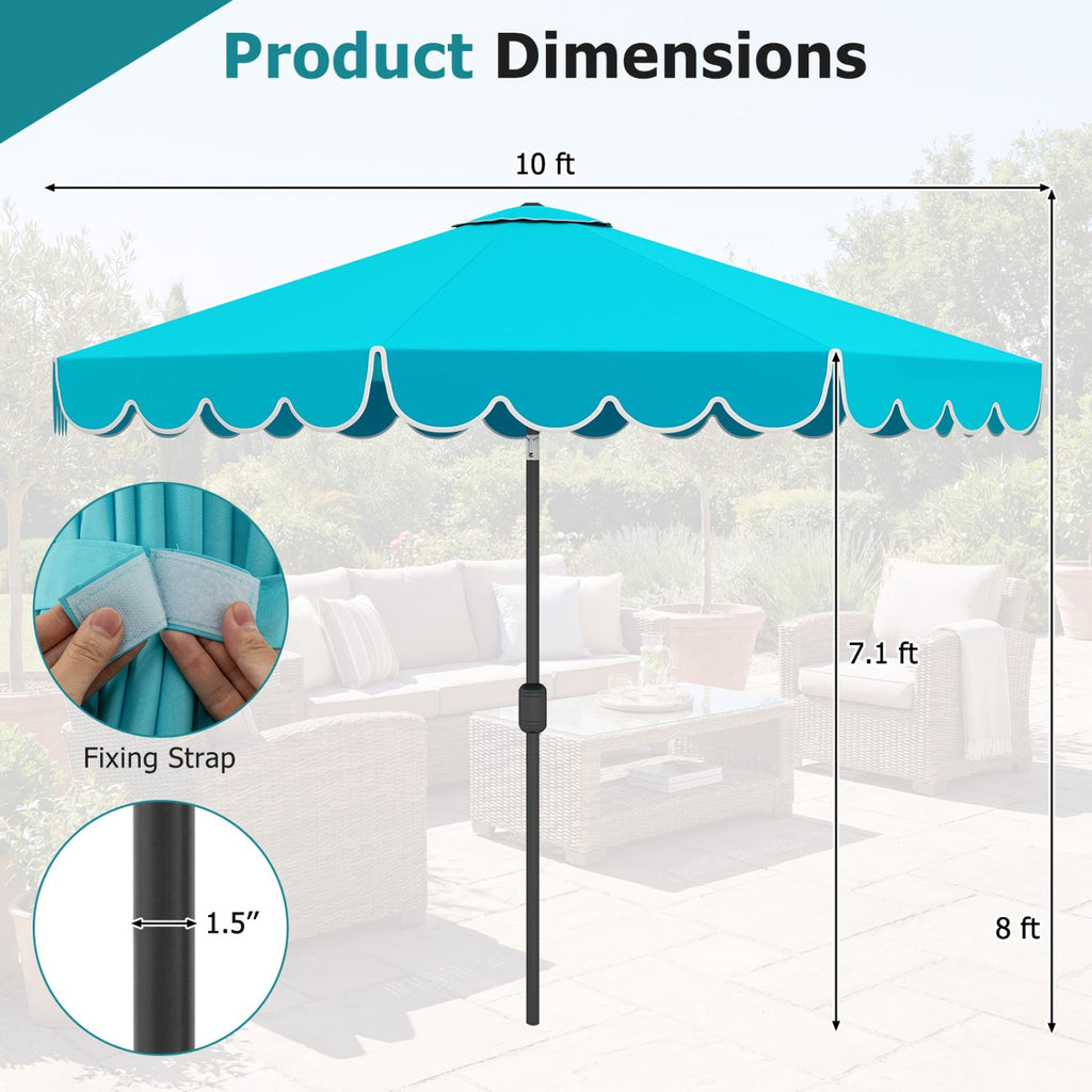 10 FT Patio Umbrella with Push Button Tilt and Crank