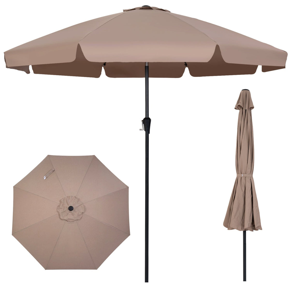 10 FT Scalloped Patio Umbrella with Push Button Tilt