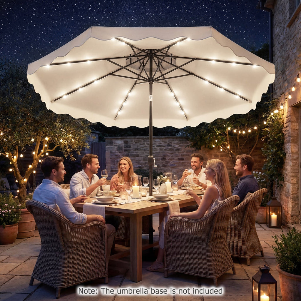 10 FT Solar LED Patio Umbrella for Deck and Pool