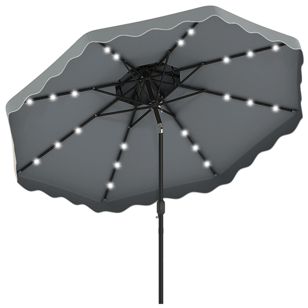 10 FT Solar LED Patio Umbrella for Deck and Pool