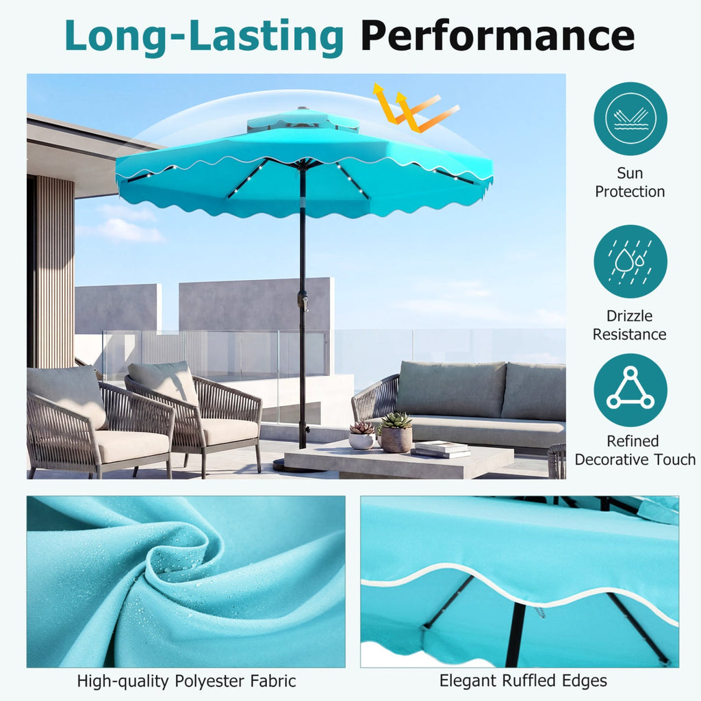 10 FT Solar LED Patio Umbrella for Deck and Pool