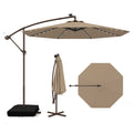 10 Feet Cantilever Umbrella with 32 LED Lights and Solar Panel Batteries