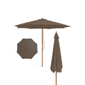 10 Feet Patio Umbrella with 8 Wooden Ribs and 3 Adjustable Heights