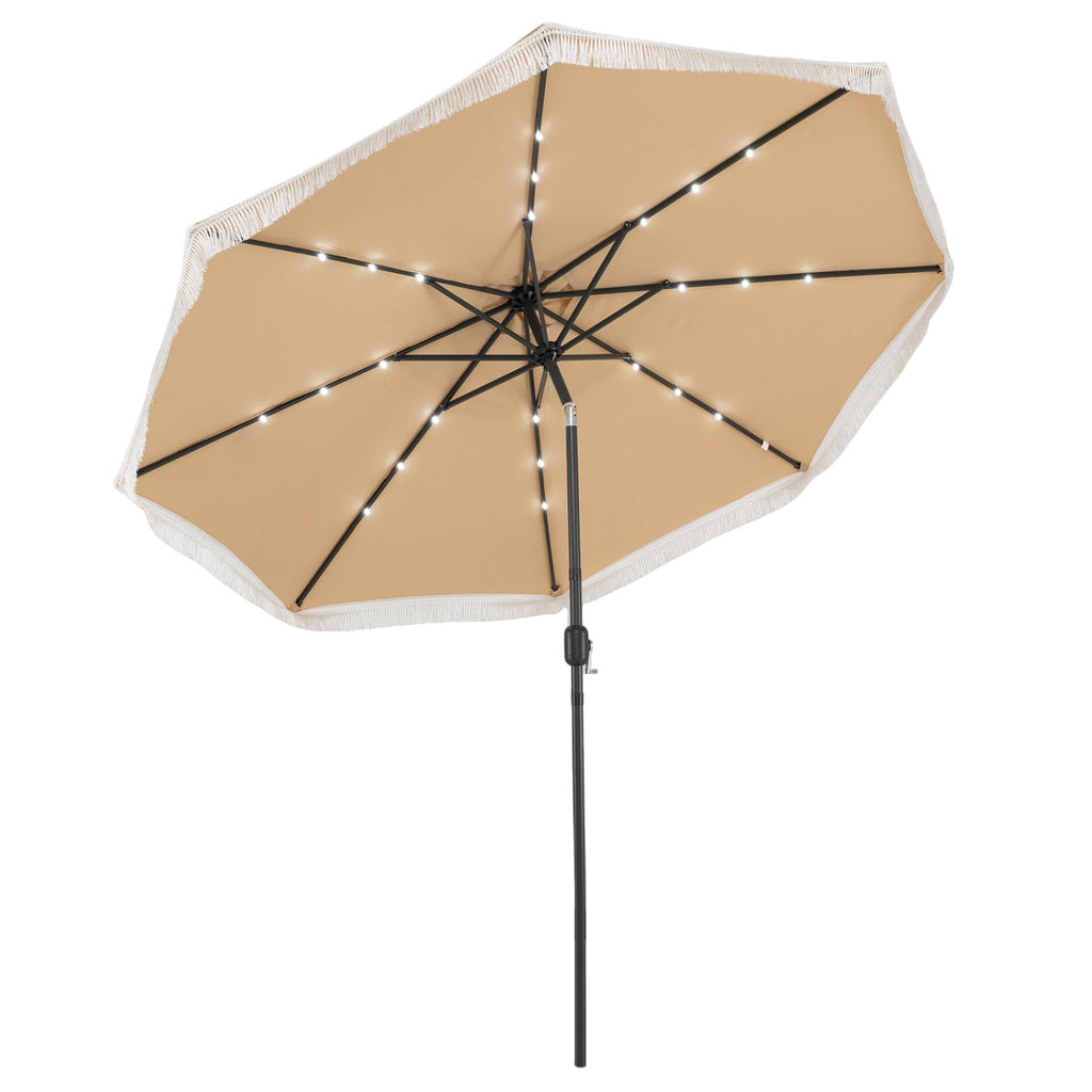 10 Feet Solar Patio Umbrella with 24 LED Lights for Yard