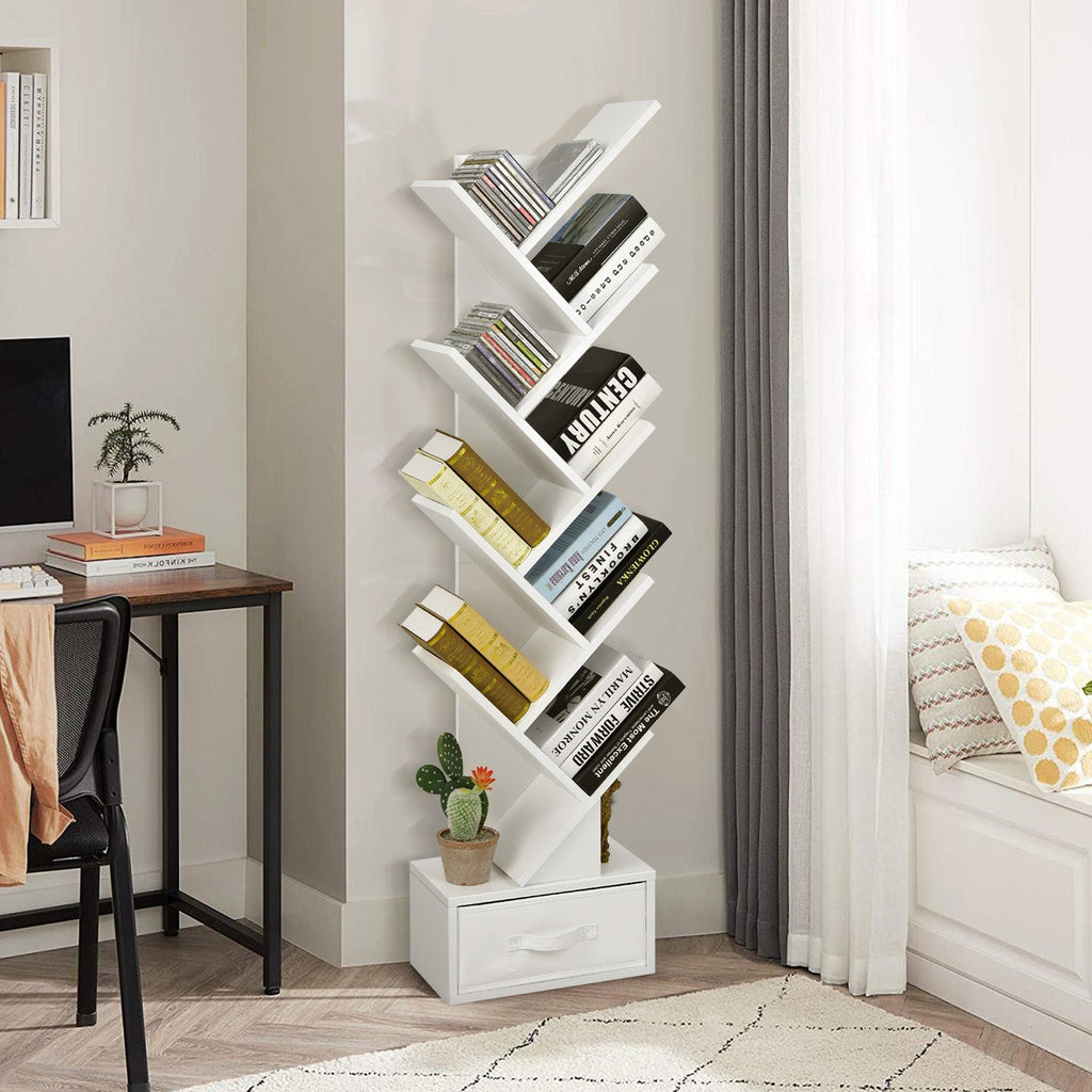10-tier Tree Bookshelf with Drawer Free