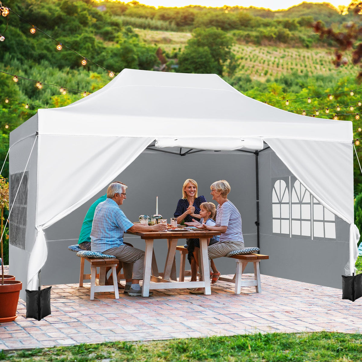 10 X 14 FT Pop up Canopy Tent Outdoor Patio Commercial Sunshade Shelter-White