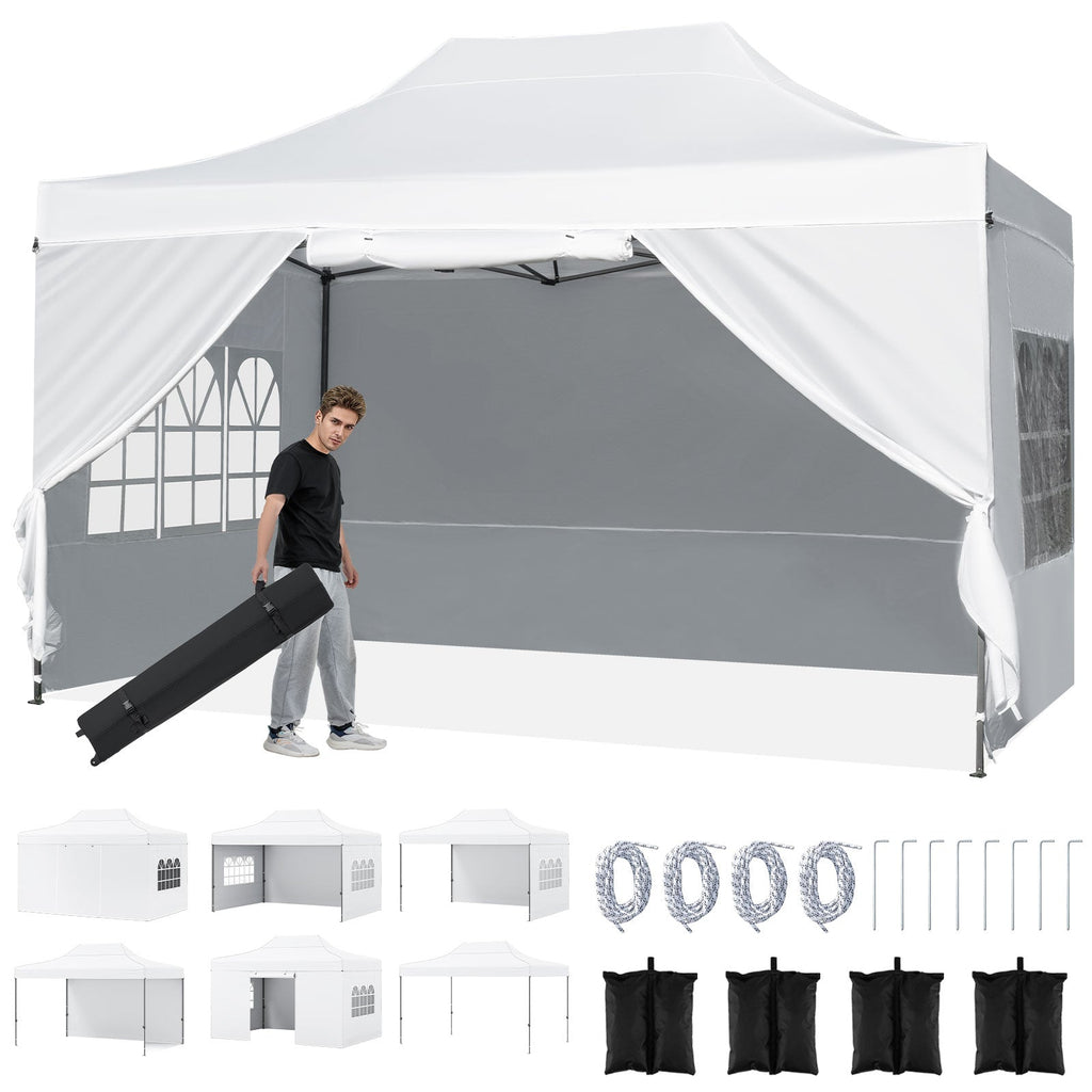 10 X 14 FT Pop up Canopy Tent Outdoor Patio Commercial Sunshade Shelter-White