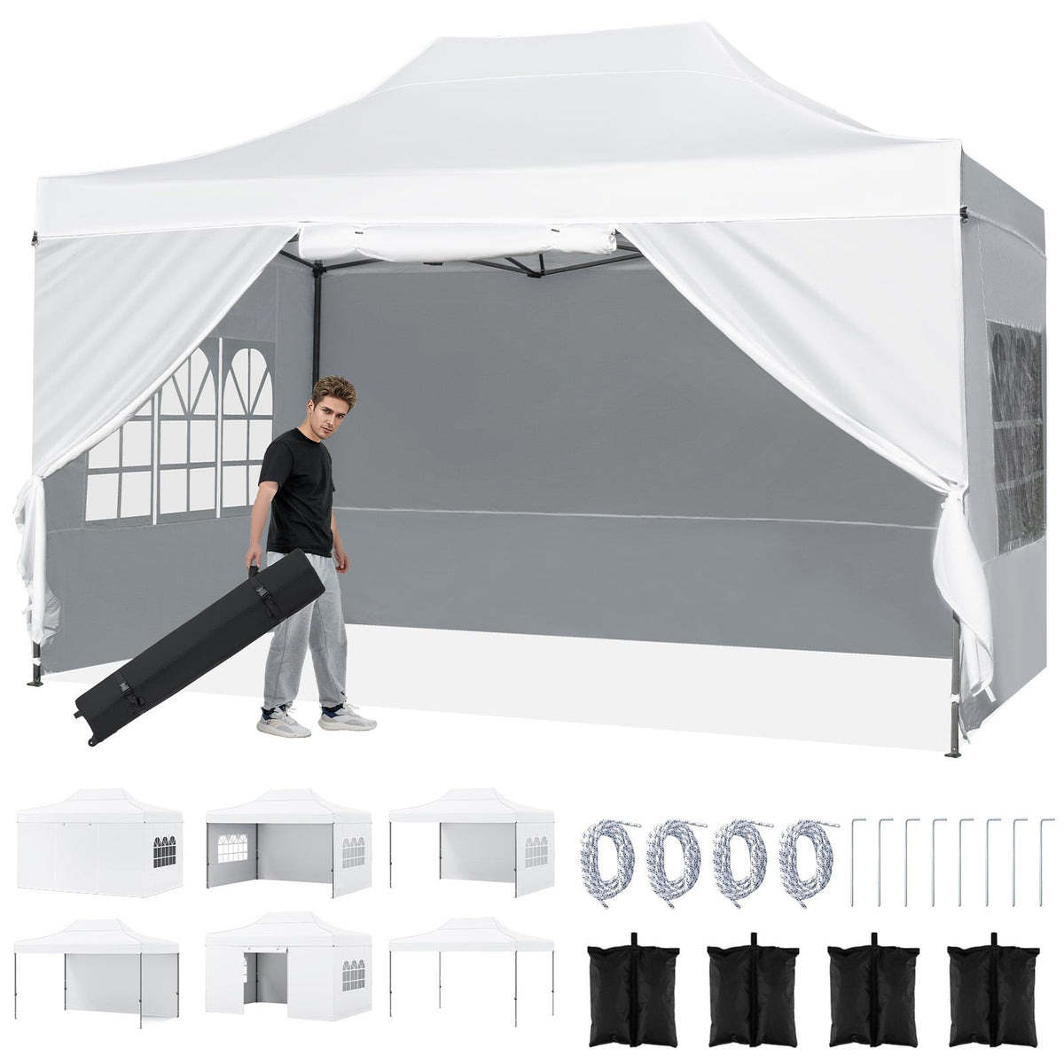 10 X 14 FT Pop up Canopy Tent Outdoor Patio Commercial Sunshade Shelter-White