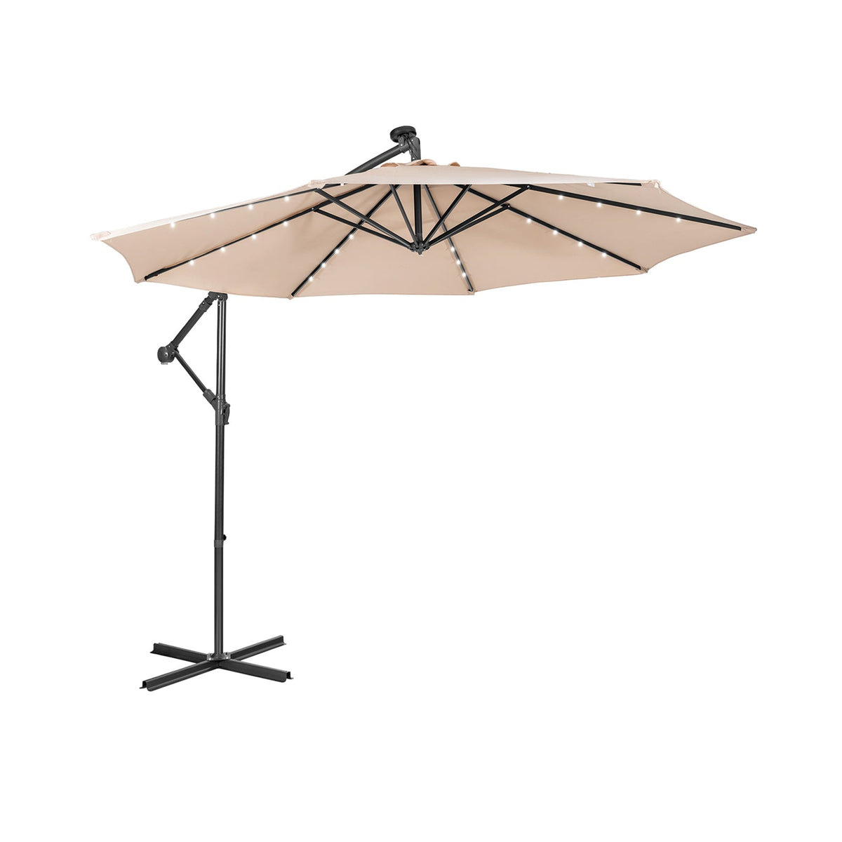 10 Feet Patio Solar Powered Cantilever Umbrella with Tilting System