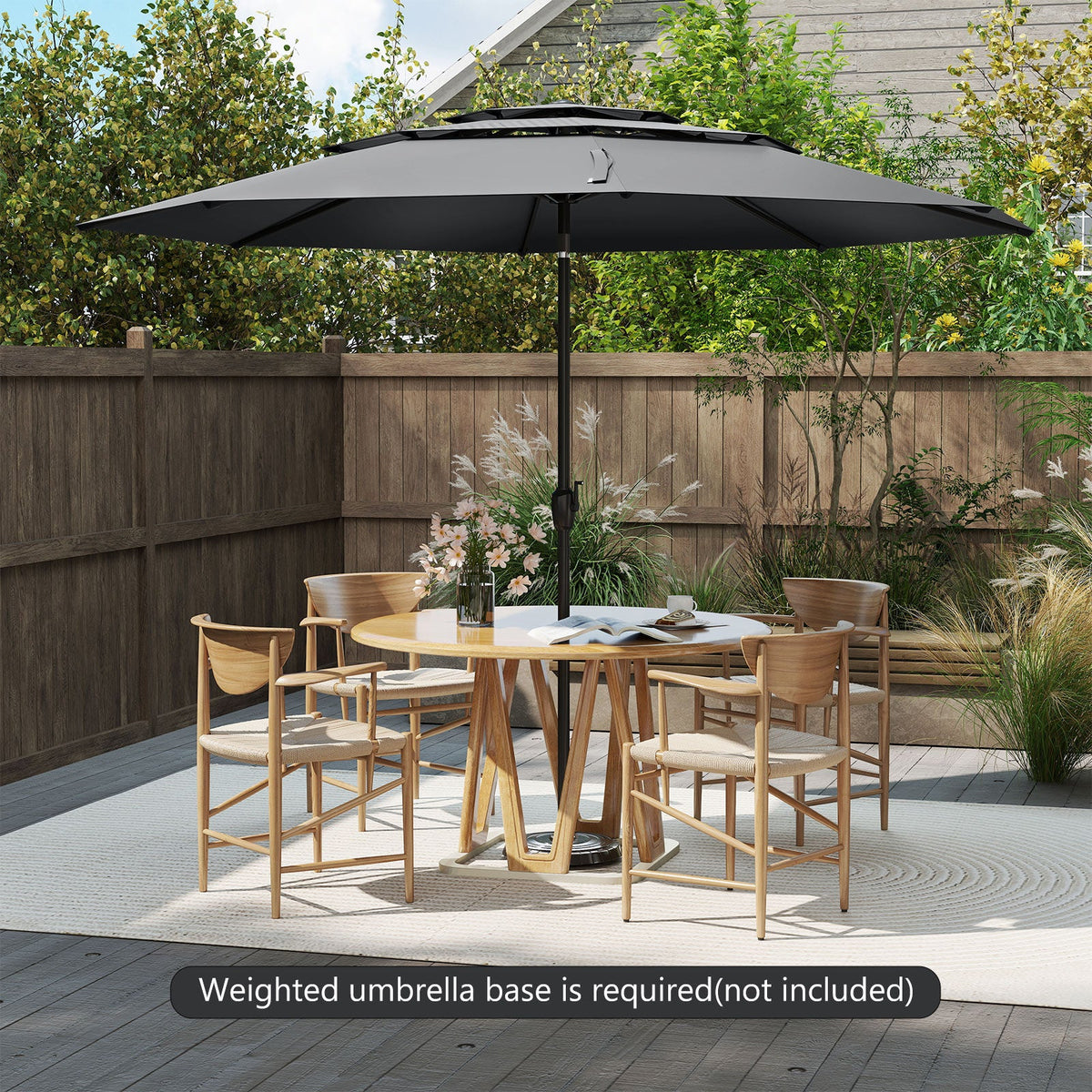 10 ft 3-tier Vented Patio Umbrella with Push Button Tilt