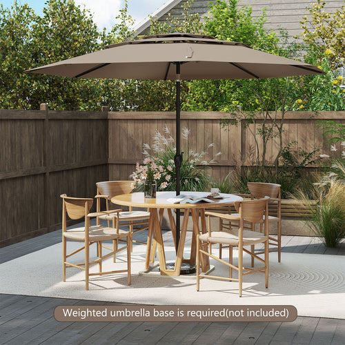 10 ft 3-tier Vented Patio Umbrella with Push Button Tilt-Brown