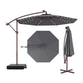 10 Ft Patio Umbrella Offset Cantilever Umbrella with 40 Solar Powered Lights