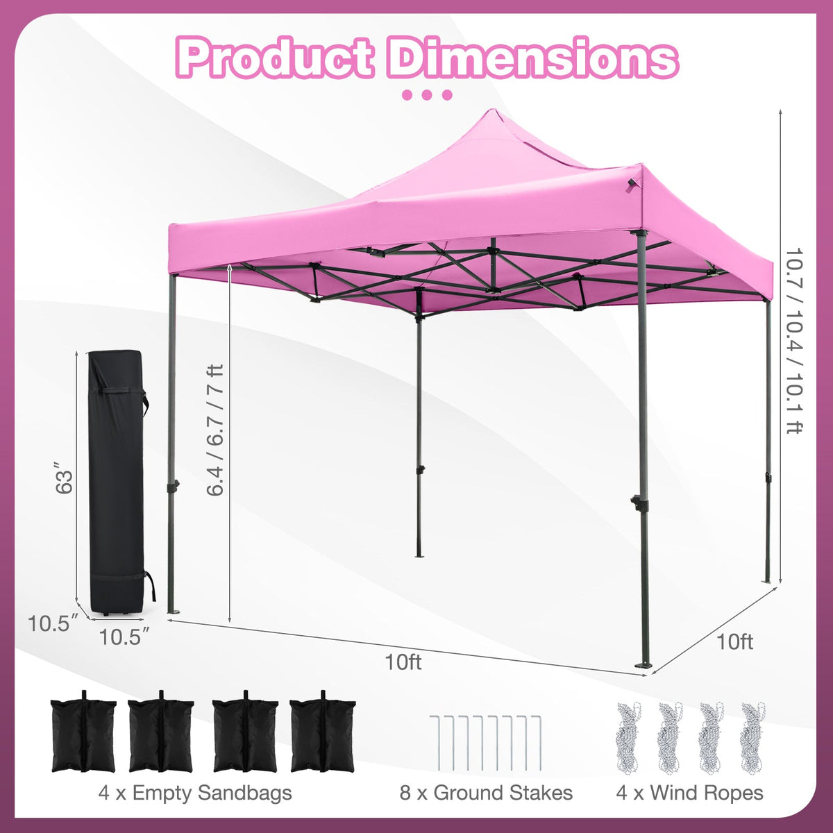 10 x 10 FT Outdoor Pop up Canopy Tent Easy Setup Gazebo Shelter with Wheeled Bag