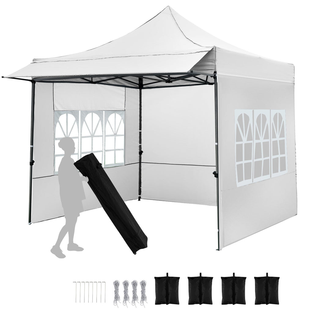 10 x 10 FT Pop up Canopy Tent with Sidewalls and Awning for Party Picnic Event