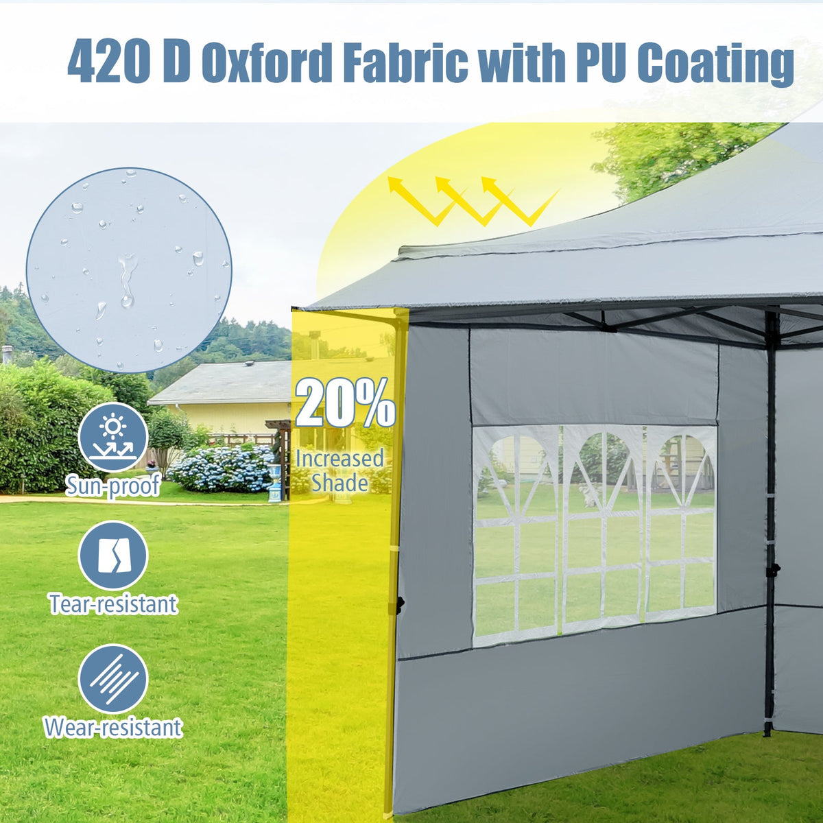 10 x 10 FT Pop up Canopy Tent with Sidewalls and Awning for Party Picnic Event