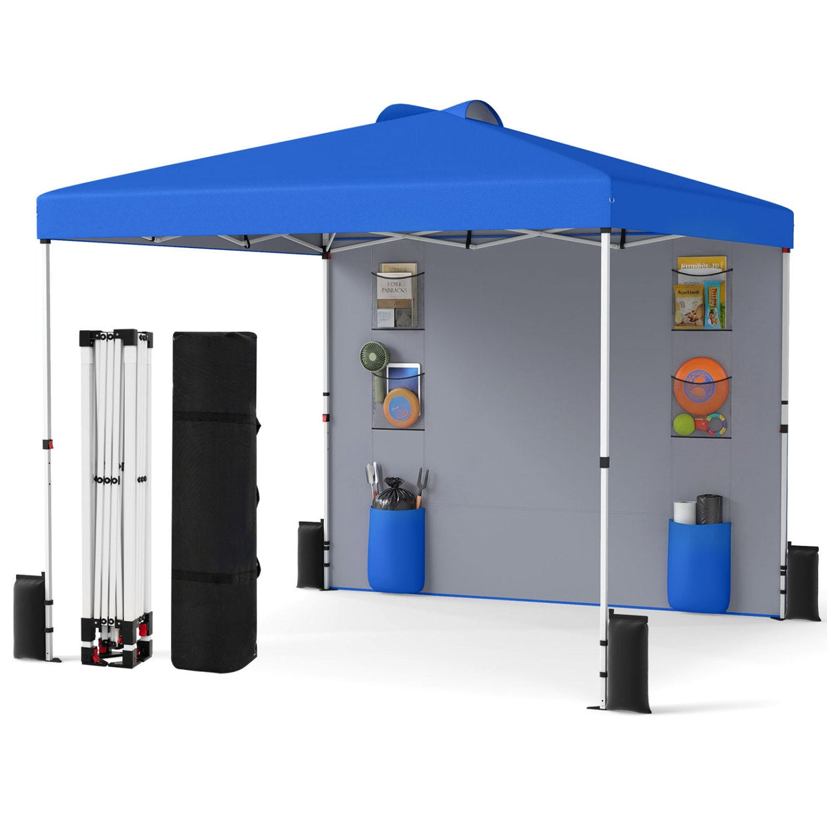 10 x 10 FT Pop up Canopy Tent with Sidewall 6 Pockets Instant Setup Commercial Gazebo