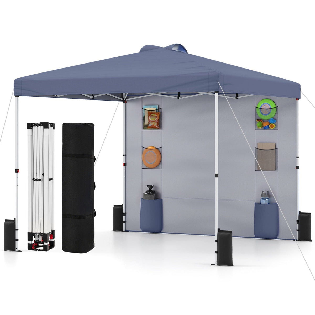 10 x 10 FT Pop up Canopy Tent with Sidewall 6 Pockets Instant Setup Commercial Gazebo